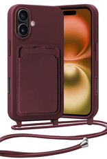 Nomfy Nomfy iPhone 16 Plus Hoesje Pashouder met Koord - Aubergine