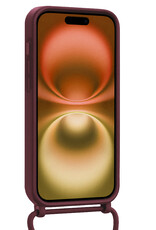 Nomfy Nomfy iPhone 16 Plus Hoesje Pashouder met Koord Met 2x Screenprotector - Aubergine