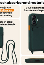 Nomfy Nomfy iPhone 16 Plus Hoesje Pashouder met Koord - Donkergroen - 2 PACK