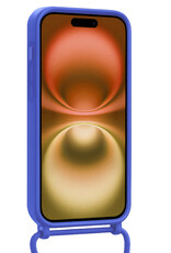 Nomfy Nomfy iPhone 16 Plus Hoesje Pashouder met Koord Met Screenprotector - Fel Blauw