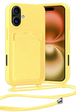 Nomfy Nomfy iPhone 16 Plus Hoesje Pashouder met Koord - Geel