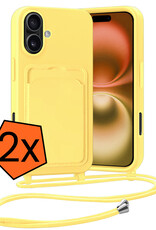 Nomfy Nomfy iPhone 16 Plus Hoesje Pashouder met Koord - Geel - 2 PACK