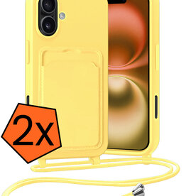 Nomfy Nomfy iPhone 16 Plus Hoesje Pashouder met Koord - Geel - 2 PACK