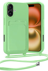 Nomfy Nomfy iPhone 16 Plus Hoesje Pashouder met Koord - Groen