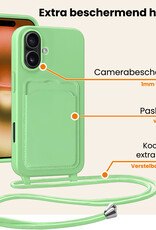 Nomfy Nomfy iPhone 16 Plus Hoesje Pashouder met Koord - Groen