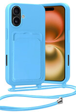 Nomfy Nomfy iPhone 16 Plus Hoesje Pashouder met Koord - Lichtblauw