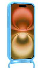Nomfy Nomfy iPhone 16 Plus Hoesje Pashouder met Koord - Lichtblauw