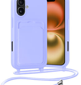 Nomfy Nomfy iPhone 16 Plus Hoesje Pashouder met Koord - Lila