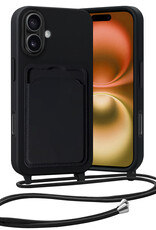 Nomfy Nomfy iPhone 16 Plus Hoesje Pashouder met Koord - Zwart