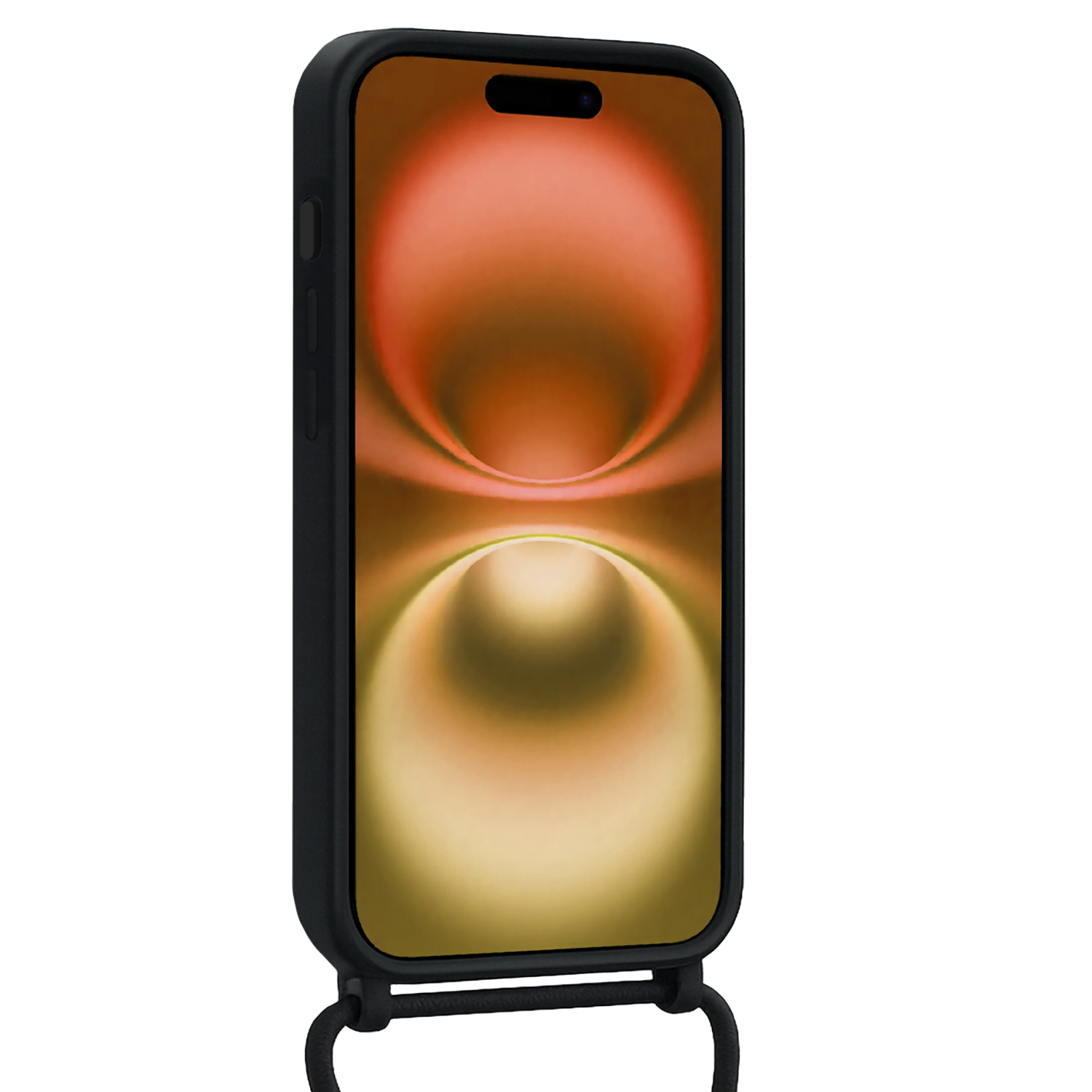 Nomfy Nomfy iPhone 16 Plus Hoesje Pashouder met Koord - Zwart