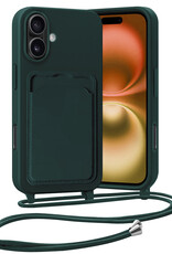 Nomfy Nomfy iPhone 16 Hoesje Pashouder met Koord - Donkergroen