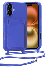 Nomfy Nomfy iPhone 16 Hoesje Pashouder met Koord - Fel Blauw