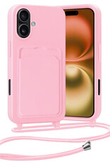 Nomfy Nomfy iPhone 16 Hoesje Pashouder met Koord - Lichtroze