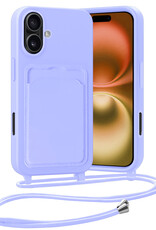 Nomfy Nomfy iPhone 16 Hoesje Pashouder met Koord - Lila