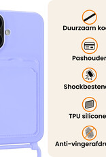 Nomfy Nomfy iPhone 16 Hoesje Pashouder met Koord - Lila - 2 PACK