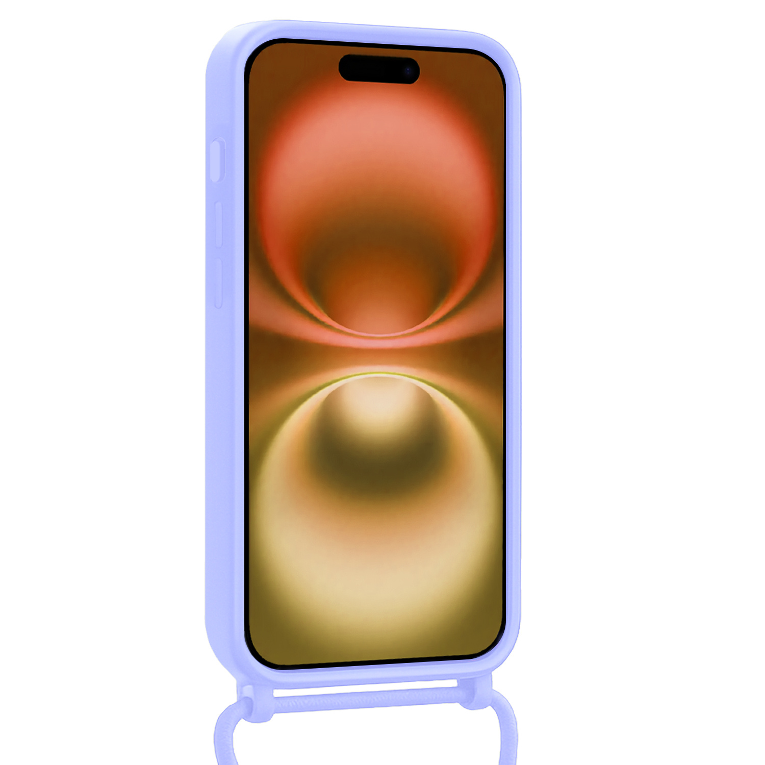 Nomfy Nomfy iPhone 16 Hoesje Pashouder met Koord Met 2x Screenprotector - Lila