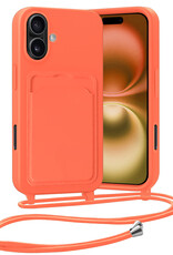 Nomfy Nomfy iPhone 16 Hoesje Pashouder met Koord - Papaya