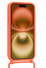 Nomfy Nomfy iPhone 16 Hoesje Pashouder met Koord Met 2x Screenprotector - Papaya