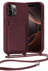 Nomfy Nomfy iPhone 16 Pro Hoesje Pashouder met Koord - Aubergine