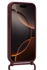 Nomfy Nomfy iPhone 16 Pro Hoesje Pashouder met Koord Met 2x Screenprotector - Aubergine