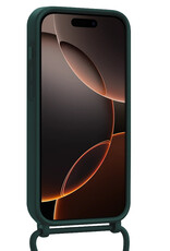Nomfy Nomfy iPhone 16 Pro Hoesje Pashouder met Koord Met Screenprotector - Donkergroen