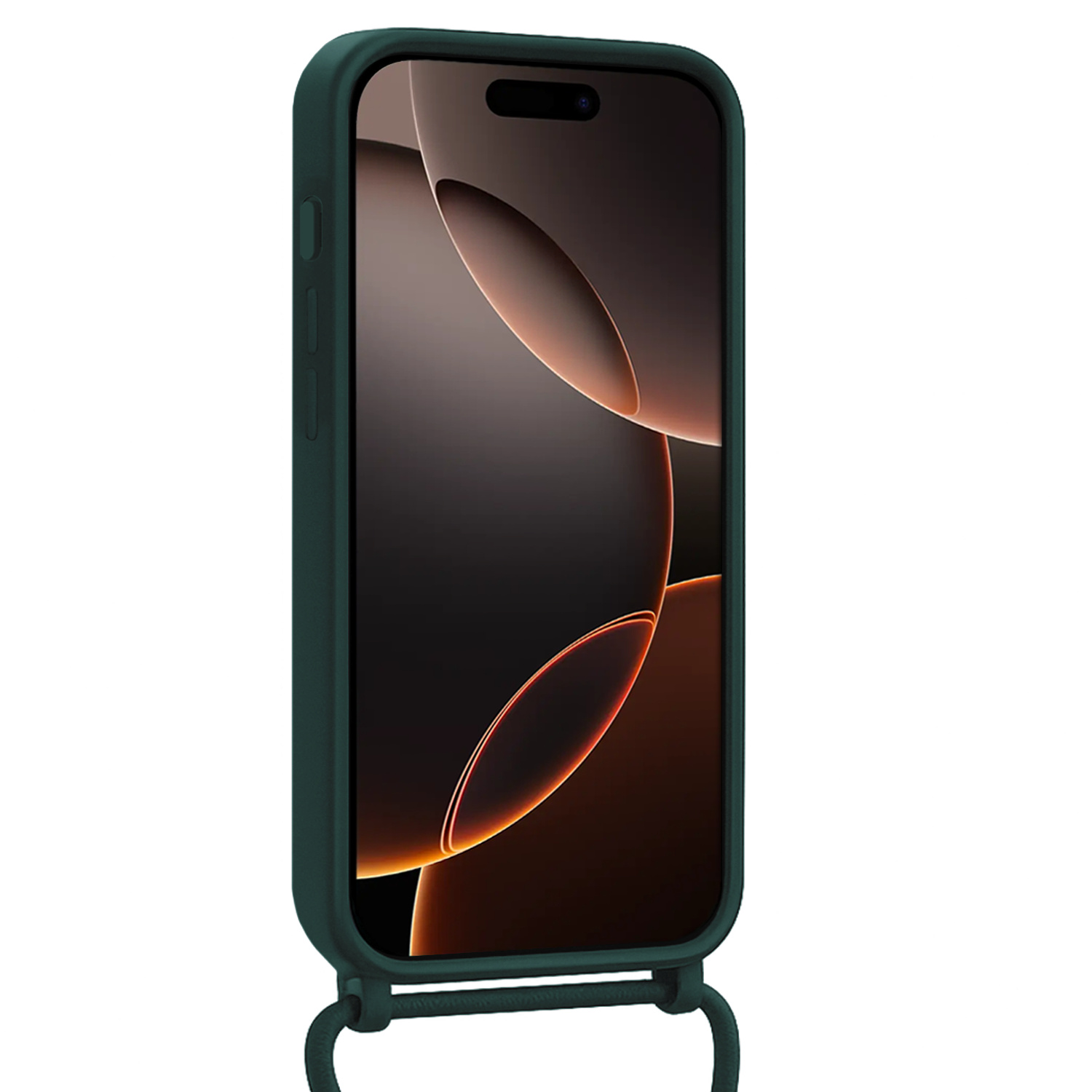 Nomfy Nomfy iPhone 16 Pro Hoesje Pashouder met Koord Met Screenprotector - Donkergroen