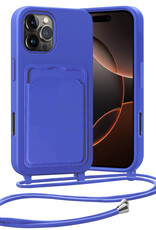 Nomfy Nomfy iPhone 16 Pro Hoesje Pashouder met Koord - Fel Blauw