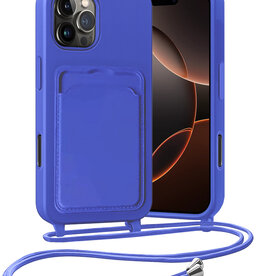 Nomfy Nomfy iPhone 16 Pro Hoesje Pashouder met Koord - Fel Blauw
