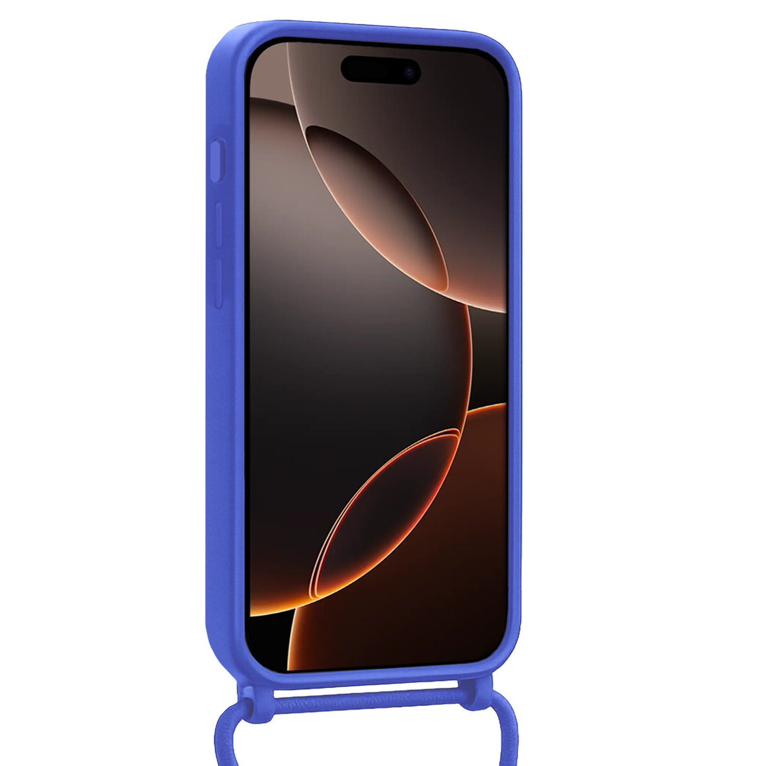 Nomfy Nomfy iPhone 16 Pro Hoesje Pashouder met Koord Met 2x Screenprotector - Fel Blauw