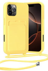 Nomfy Nomfy iPhone 16 Pro Hoesje Pashouder met Koord - Geel