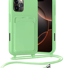 Nomfy Nomfy iPhone 16 Pro Hoesje Pashouder met Koord - Groen