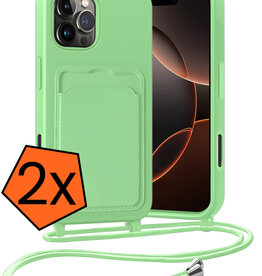 Nomfy Nomfy iPhone 16 Pro Hoesje Pashouder met Koord - Groen - 2 PACK