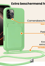 Nomfy Nomfy iPhone 16 Pro Hoesje Pashouder met Koord Met Screenprotector - Groen