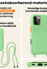Nomfy Nomfy iPhone 16 Pro Hoesje Pashouder met Koord Met Screenprotector - Groen