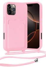 Nomfy Nomfy iPhone 16 Pro Hoesje Pashouder met Koord - Lichtroze