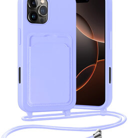 Nomfy Nomfy iPhone 16 Pro Hoesje Pashouder met Koord - Lila
