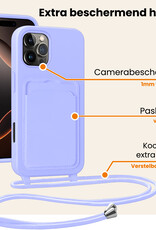 Nomfy Nomfy iPhone 16 Pro Hoesje Pashouder met Koord - Lila