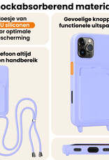 Nomfy Nomfy iPhone 16 Pro Hoesje Pashouder met Koord - Lila