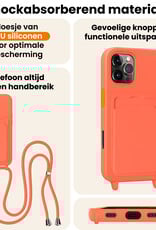 Nomfy Nomfy iPhone 16 Pro Hoesje Pashouder met Koord - Papaya