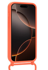Nomfy Nomfy iPhone 16 Pro Hoesje Pashouder met Koord Met Screenprotector - Papaya