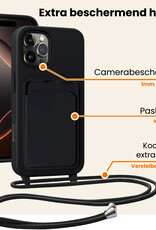 Nomfy Nomfy iPhone 16 Pro Hoesje Pashouder met Koord - Zwart - 2 PACK