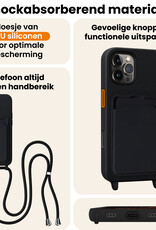 Nomfy Nomfy iPhone 16 Pro Hoesje Pashouder met Koord Met Screenprotector - Zwart