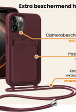 Nomfy Nomfy iPhone 16 Pro Max Hoesje Pashouder met Koord - Aubergine