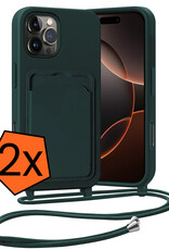 Nomfy Nomfy iPhone 16 Pro Max Hoesje Pashouder met Koord - Donkergroen - 2 PACK