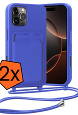 Nomfy Nomfy iPhone 16 Pro Max Hoesje Pashouder met Koord - Fel Blauw - 2 PACK