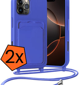 Nomfy Nomfy iPhone 16 Pro Max Hoesje Pashouder met Koord - Fel Blauw - 2 PACK