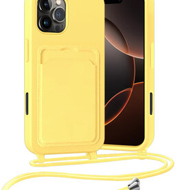 Nomfy Nomfy iPhone 16 Pro Max Hoesje Pashouder met Koord - Geel