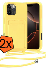 Nomfy Nomfy iPhone 16 Pro Max Hoesje Pashouder met Koord - Geel - 2 PACK