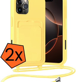 Nomfy Nomfy iPhone 16 Pro Max Hoesje Pashouder met Koord - Geel - 2 PACK
