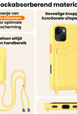 Nomfy Nomfy iPhone 16 Pro Max Hoesje Pashouder met Koord Met 2x Screenprotector - Geel